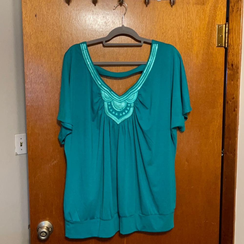 Maurices Emerald Green sequin embellished top